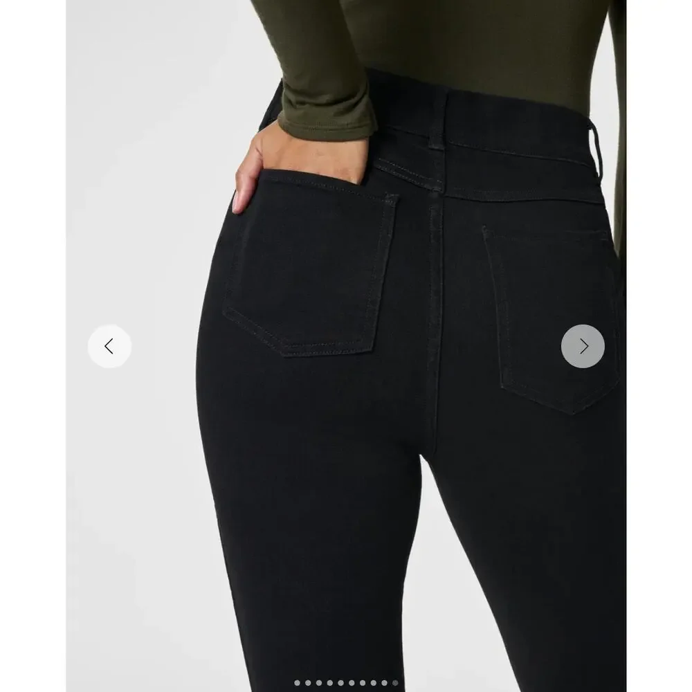 SPANX Ankle Skinny Jeans Size Small Black Slimming Denim Minimalist Casual